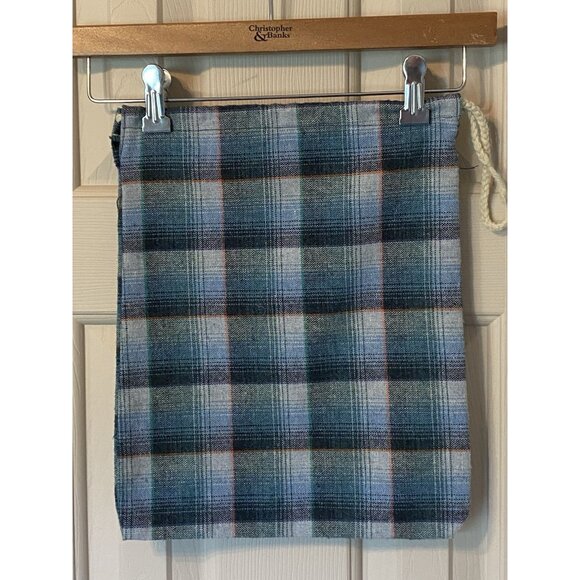 Unbranded Blue Plaid Drawstring Bag 11"x14" Reusable Tote Sack Travel Storage - Picture 3 of 4
